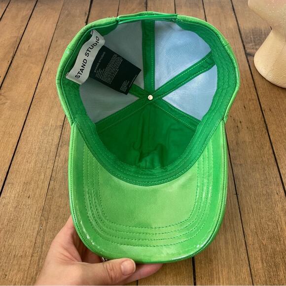 Stand Studio Green Faux Leather CIA Cap Baseball Hat main image 7
